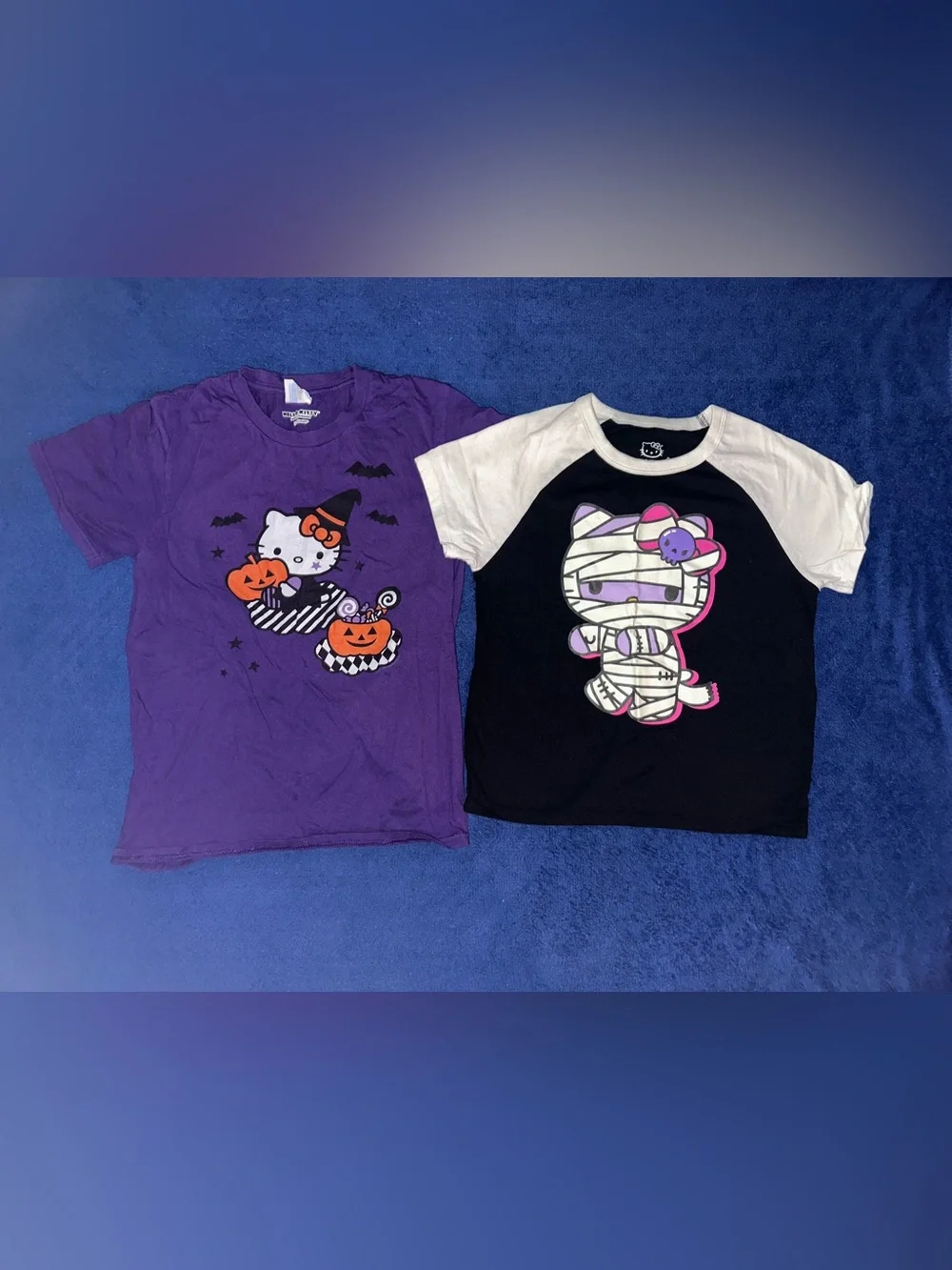 Girls Hello Kitty Lot of 2 Halloween T-Shirt Tee Shirt Size Large L Mummy Witch